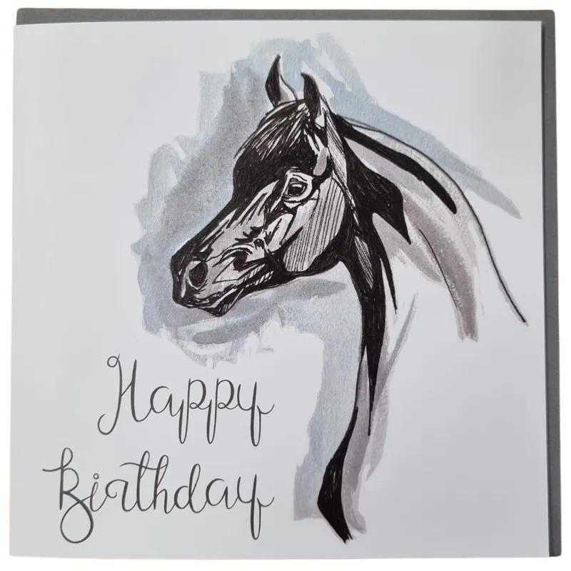 Gubblecote Greetings Card Happy Birthday Arab Horse in Watercolour-1